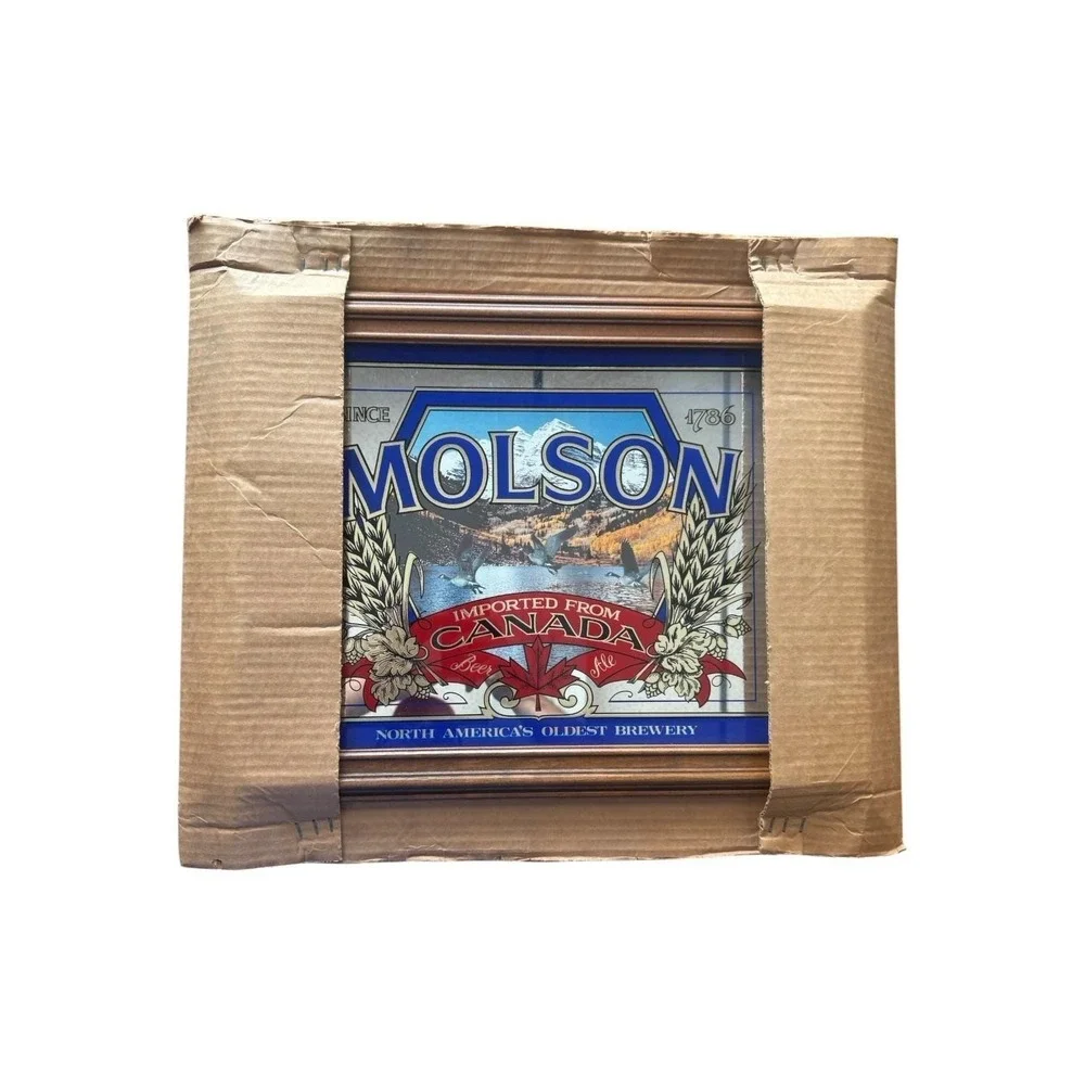 Vintage Molson Beer Framed Mirror Canada Ale North Americas Oldest Brewery 20x16